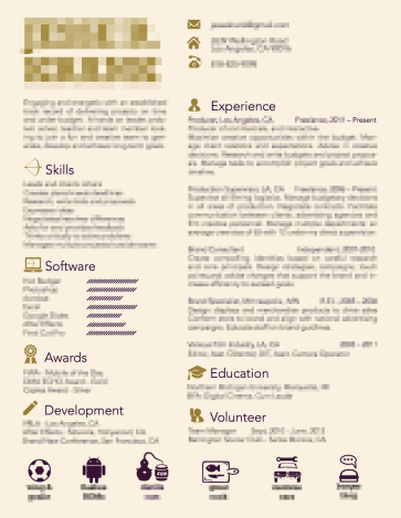 old resume designed with icons